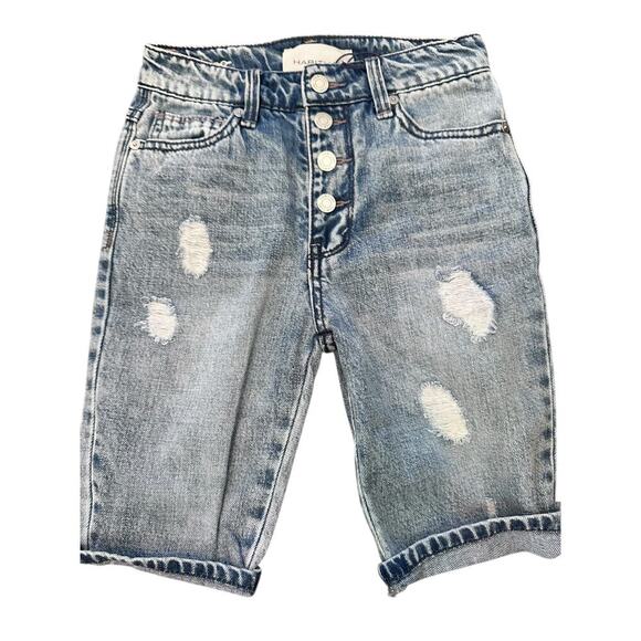 Habitual Kids Girls' Light Stone Distressed Anita Bermuda Denim Shorts Size 7-8 - Picture 3 of 7